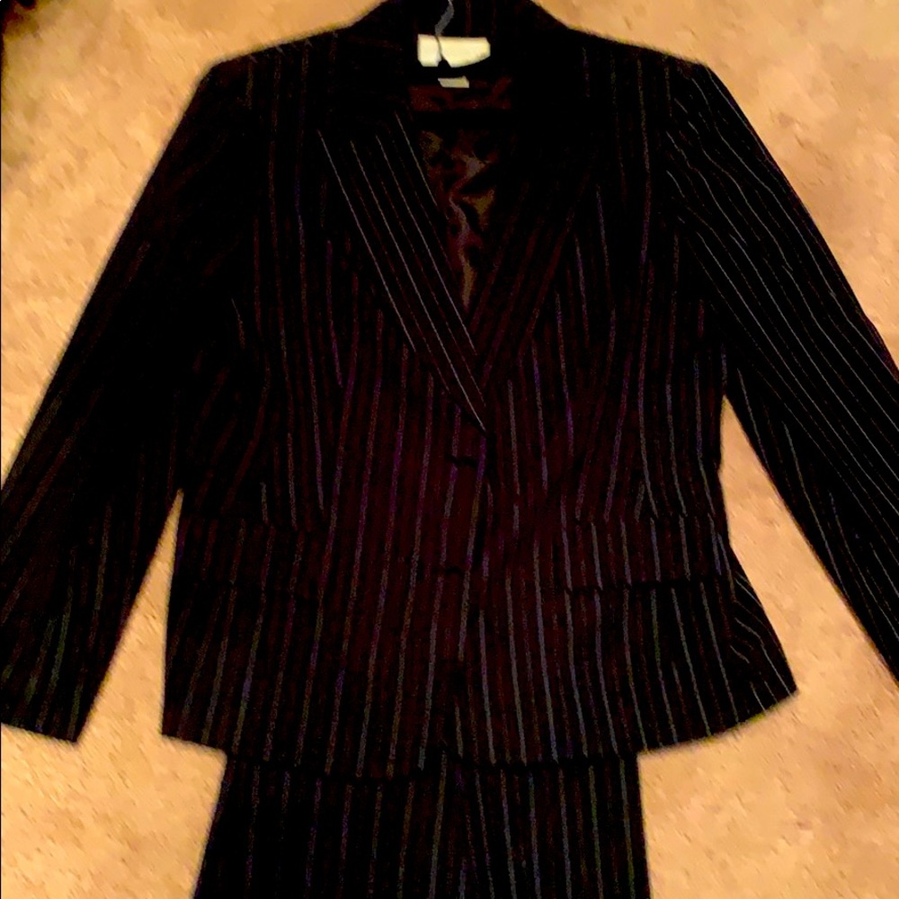 Classic Black pants suit w/blue pinstripes